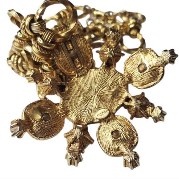 GERARD YOSCA Vintage Gold Byzantine Maltese Cross Glass Cabochon Necklace - Picture 5 of 5